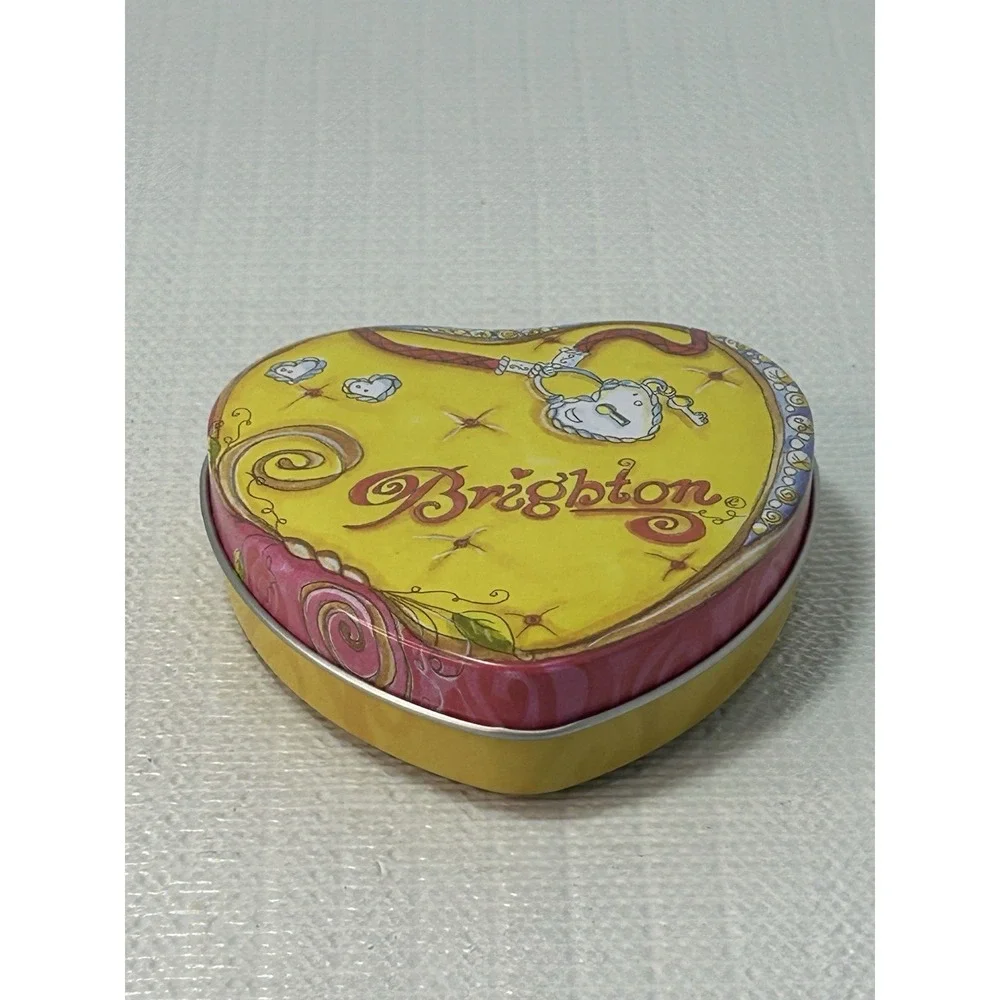 Vintage Brighton Jewelry Empty Heart Shaped Multi Color Tin